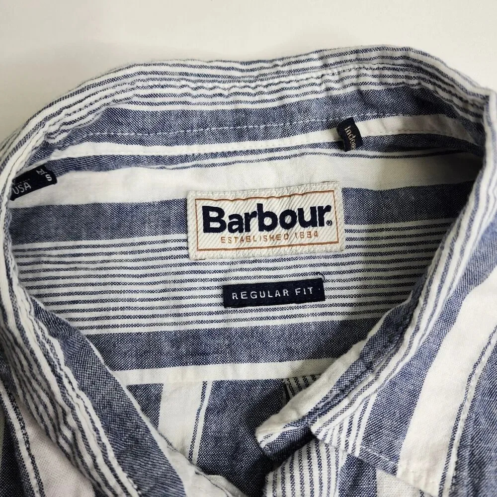 Barbour Stonebay Regular Short Sleeved Striped Shirt Cotton Men's Size Small - Picture 4 of 8